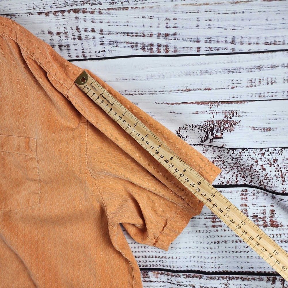 Tommy Bahama Silk Short Sleeve Button Down Shirt XXL Regular Orange Textured - Picture 5 of 7